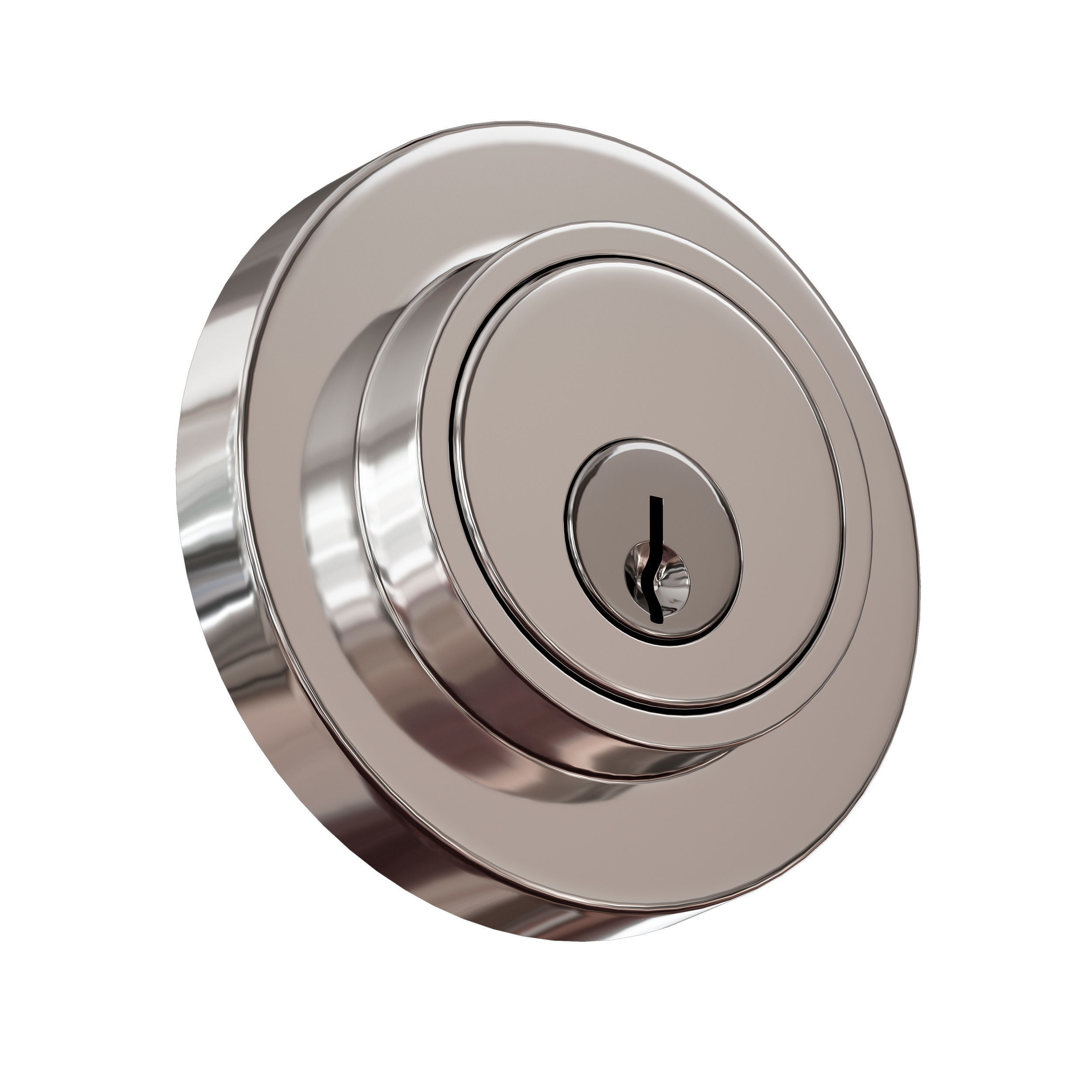 Chrome plated metal door handles lock and key 3D model_8