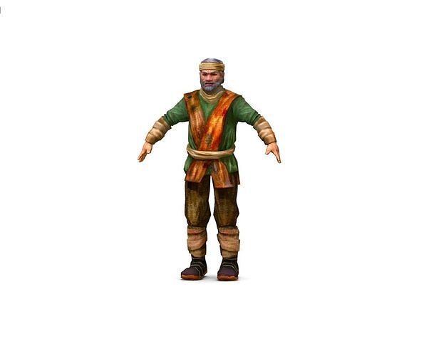 Low Poly model Old Man Farmer Character Low-poly 3D model