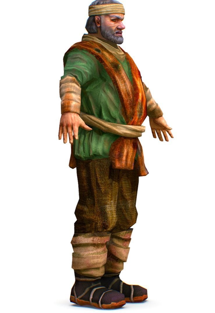 Low Poly model Old Man Farmer Character Low-poly 3D model_3