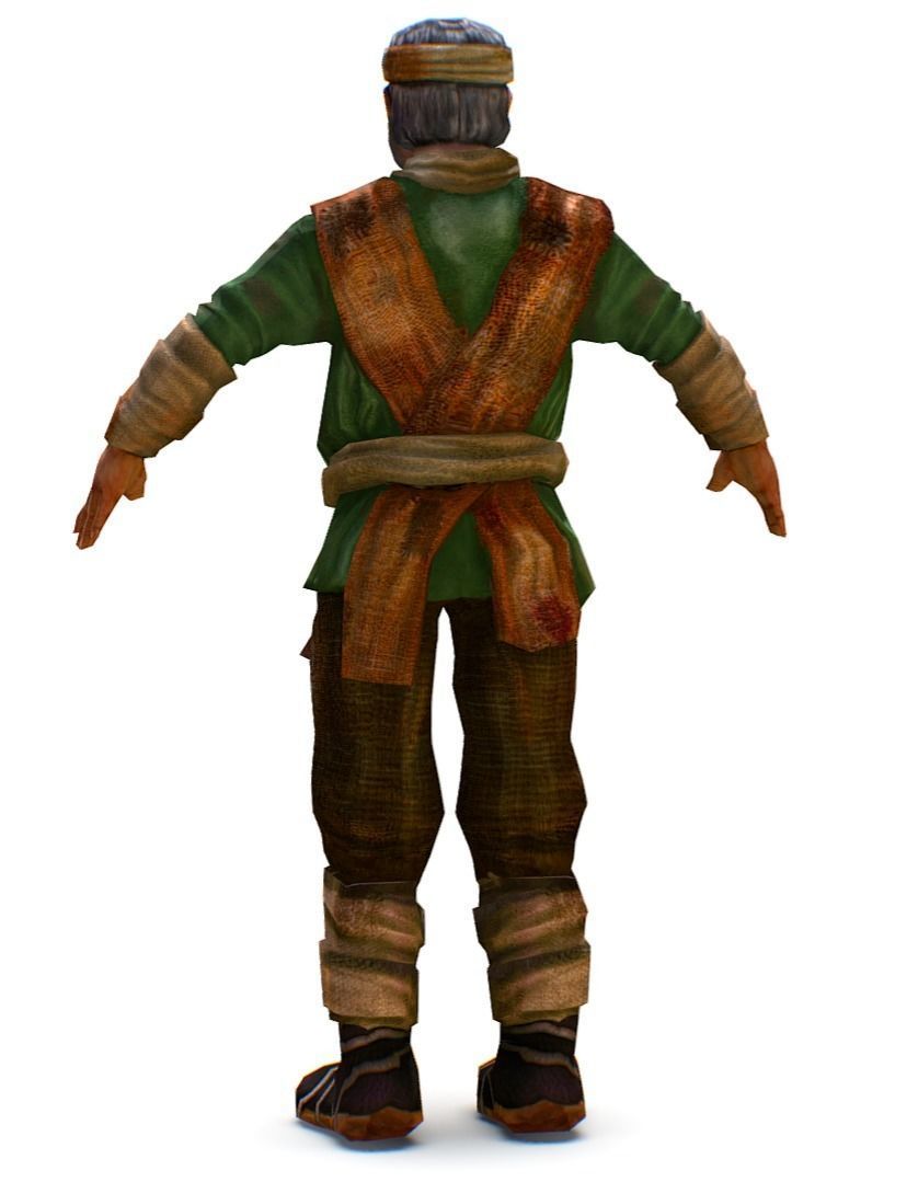Low Poly model Old Man Farmer Character Low-poly 3D model_8