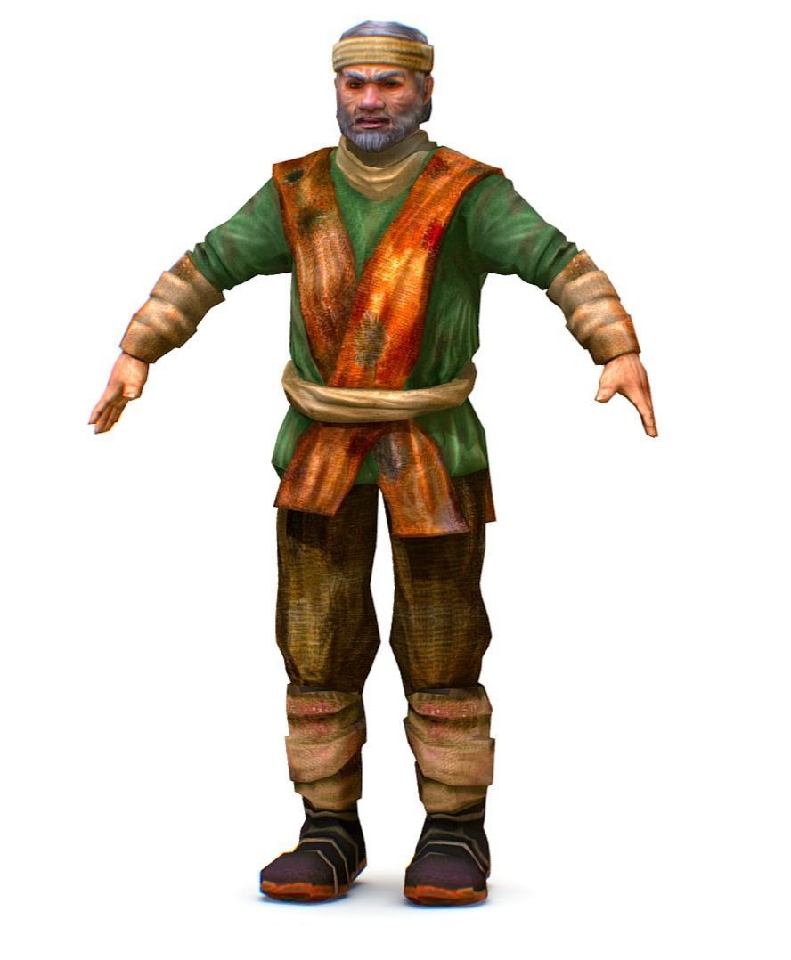 Low Poly model Old Man Farmer Character Low-poly 3D model_7