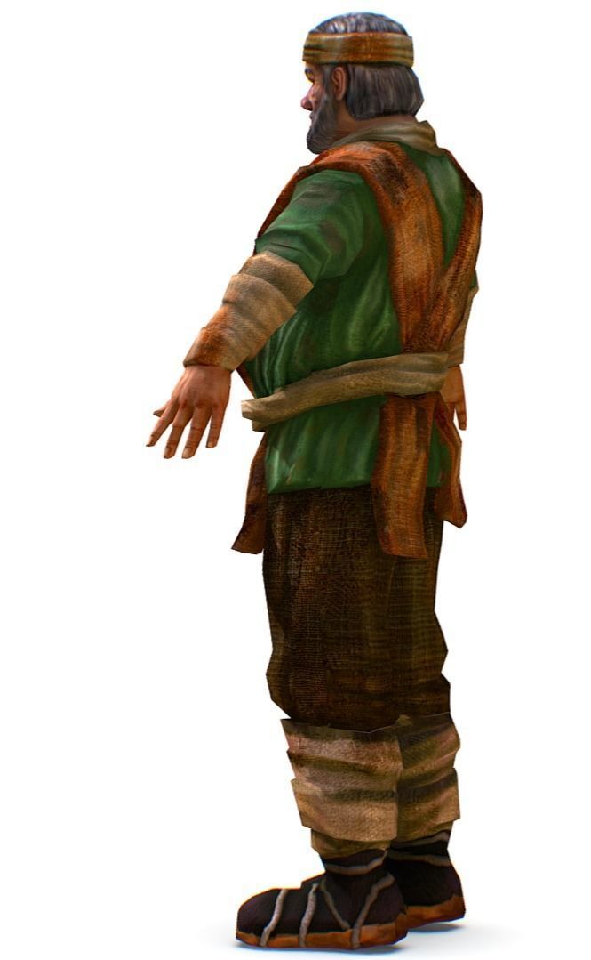Low Poly model Old Man Farmer Character Low-poly 3D model_5