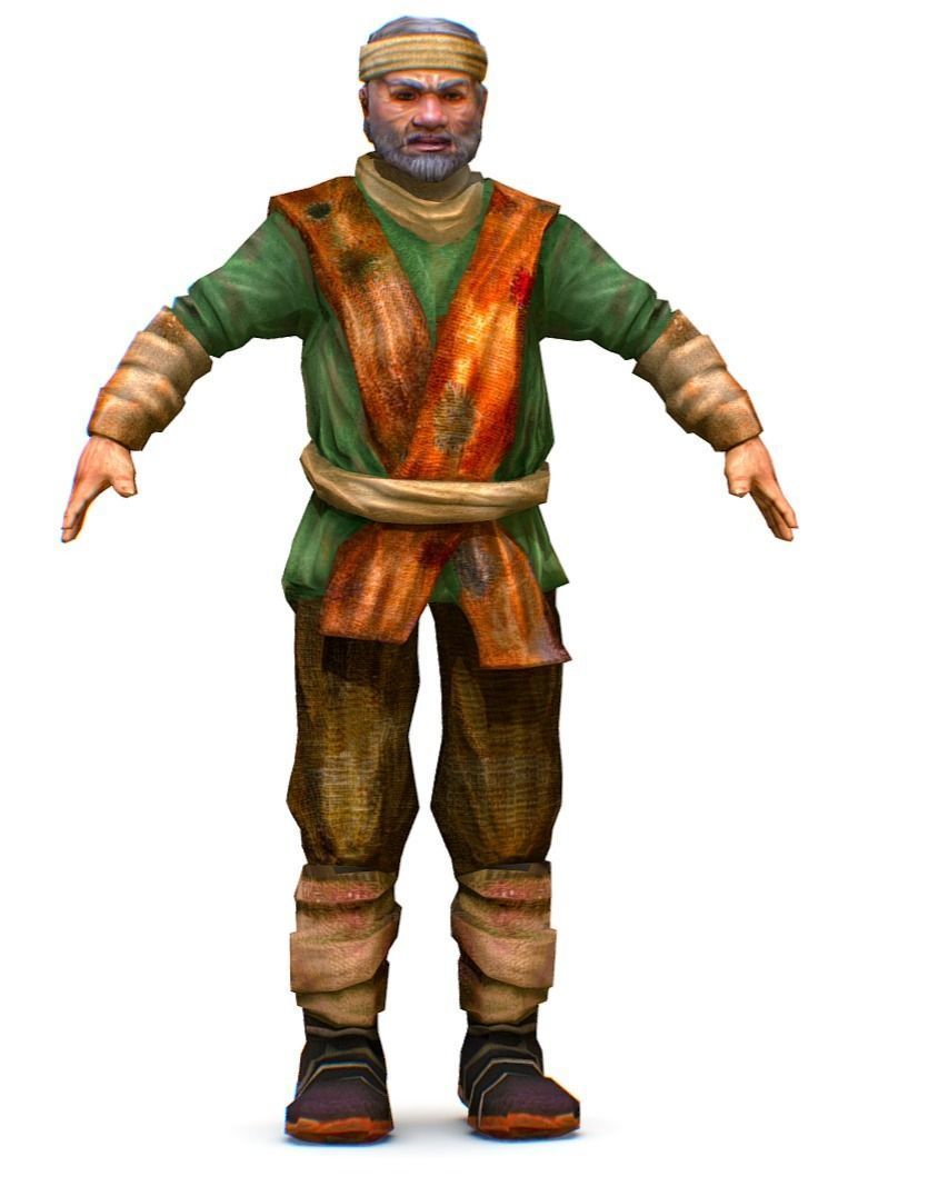Low Poly model Old Man Farmer Character Low-poly 3D model_1