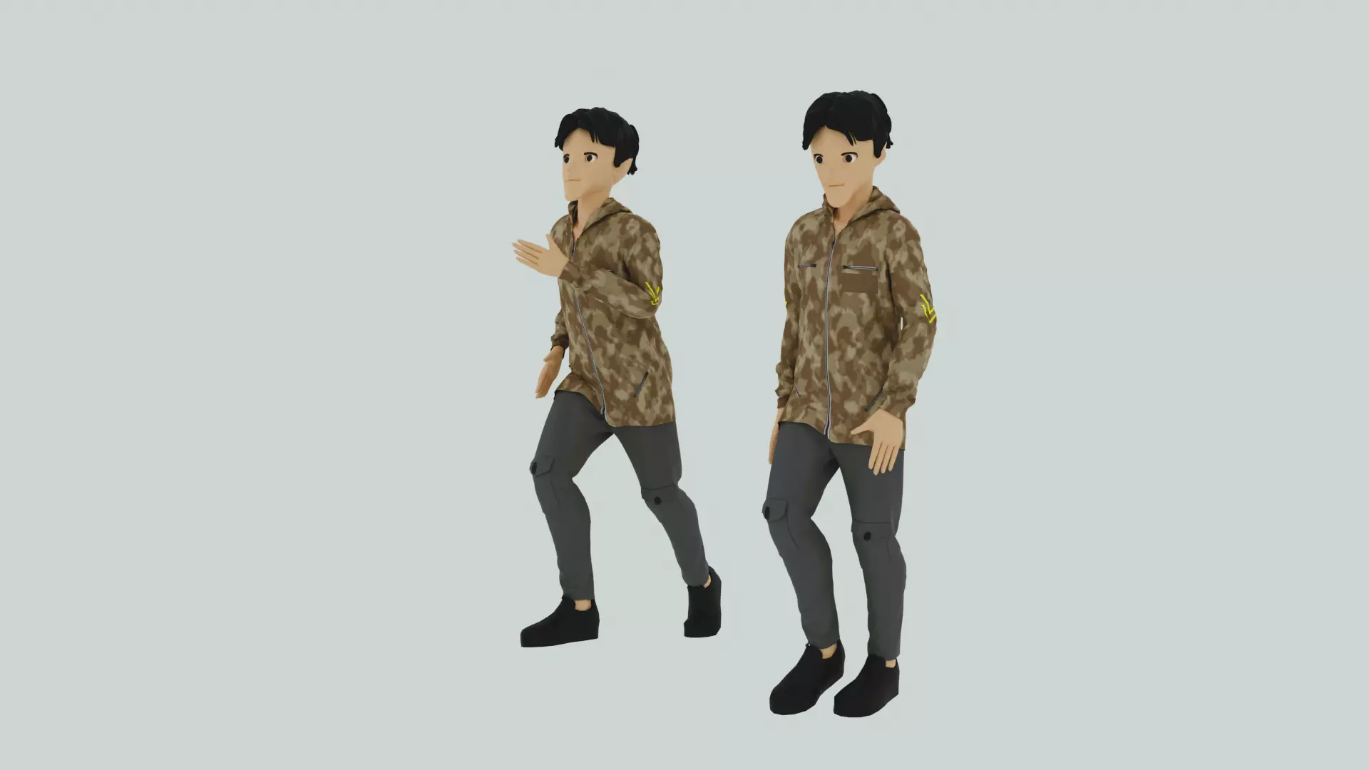 Cartoon Character Walking and Running Animation Low-poly 3D model