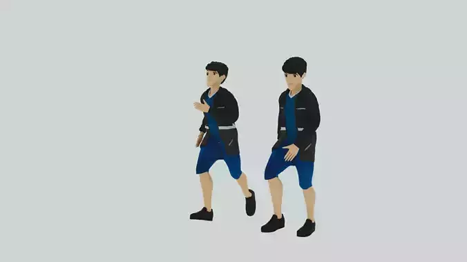 Cartoon Character Walking and Running Animation Low-poly 3D model