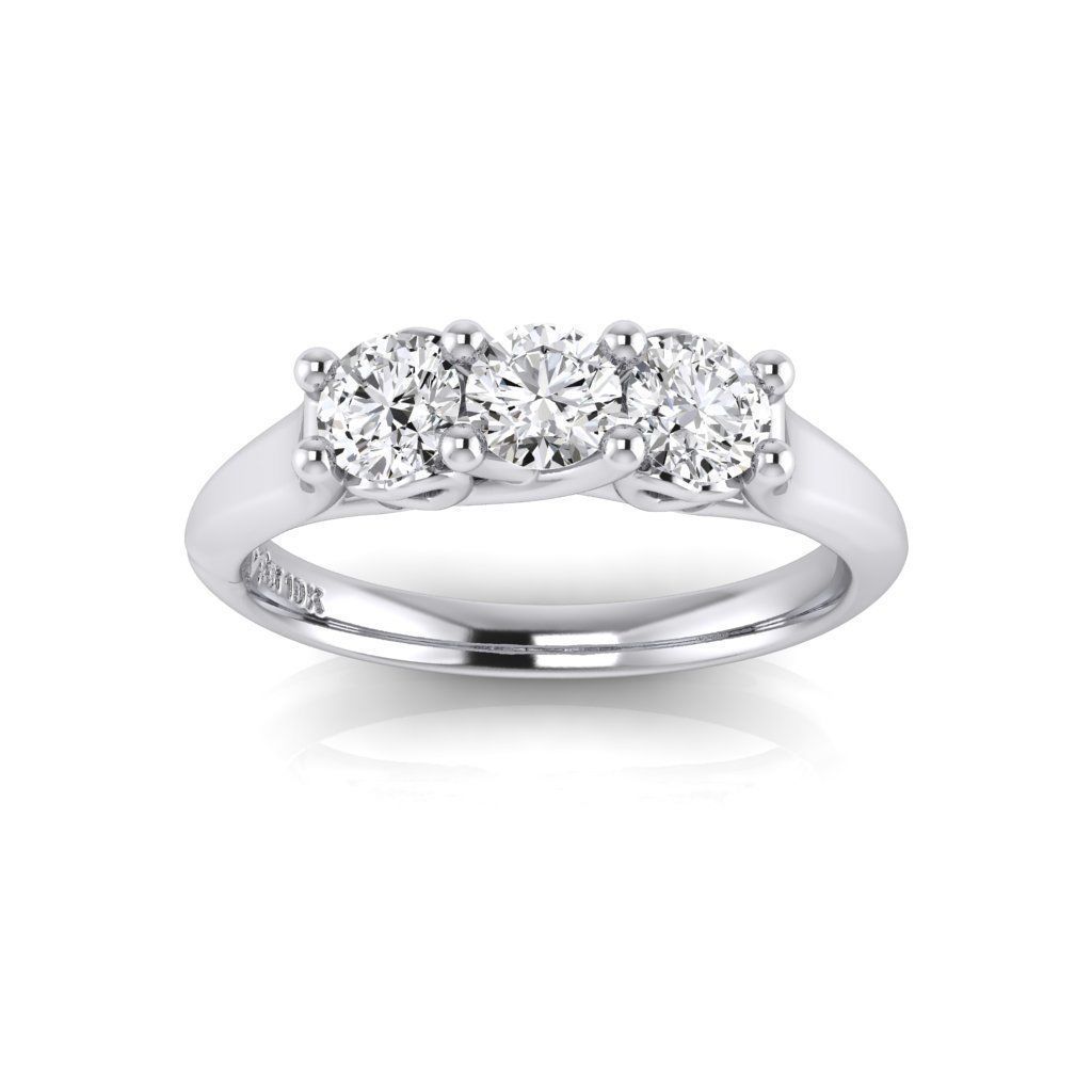 Trinity diamond ring with heart accents 3D print model_1