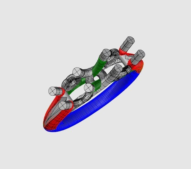 Trinity diamond ring with heart accents 3D print model_6
