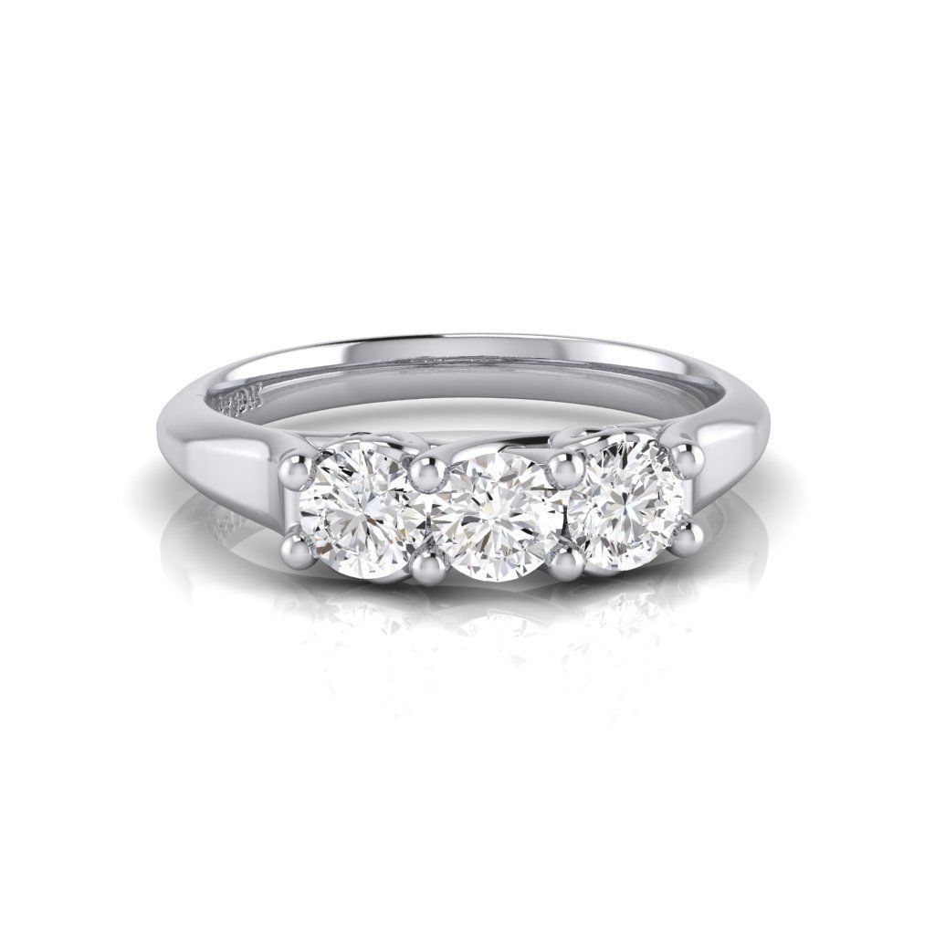 Trinity diamond ring with heart accents 3D print model_11