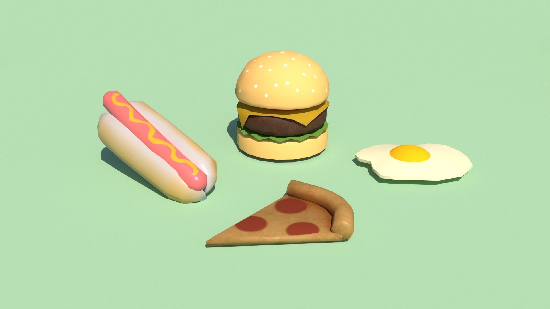 Game-ready fast-food food items Free low-poly 3D model_4