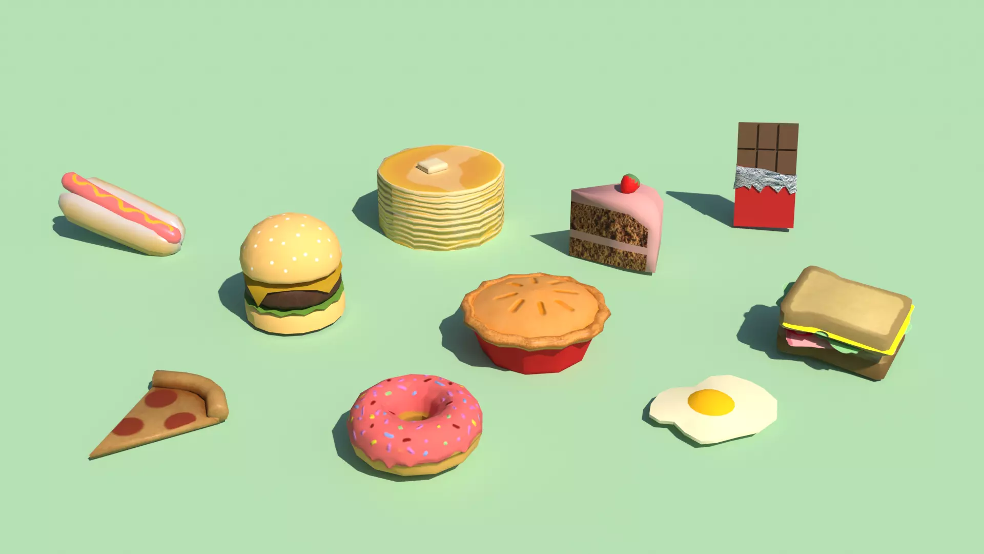 Game-ready fast-food food items Free low-poly 3D model_0
