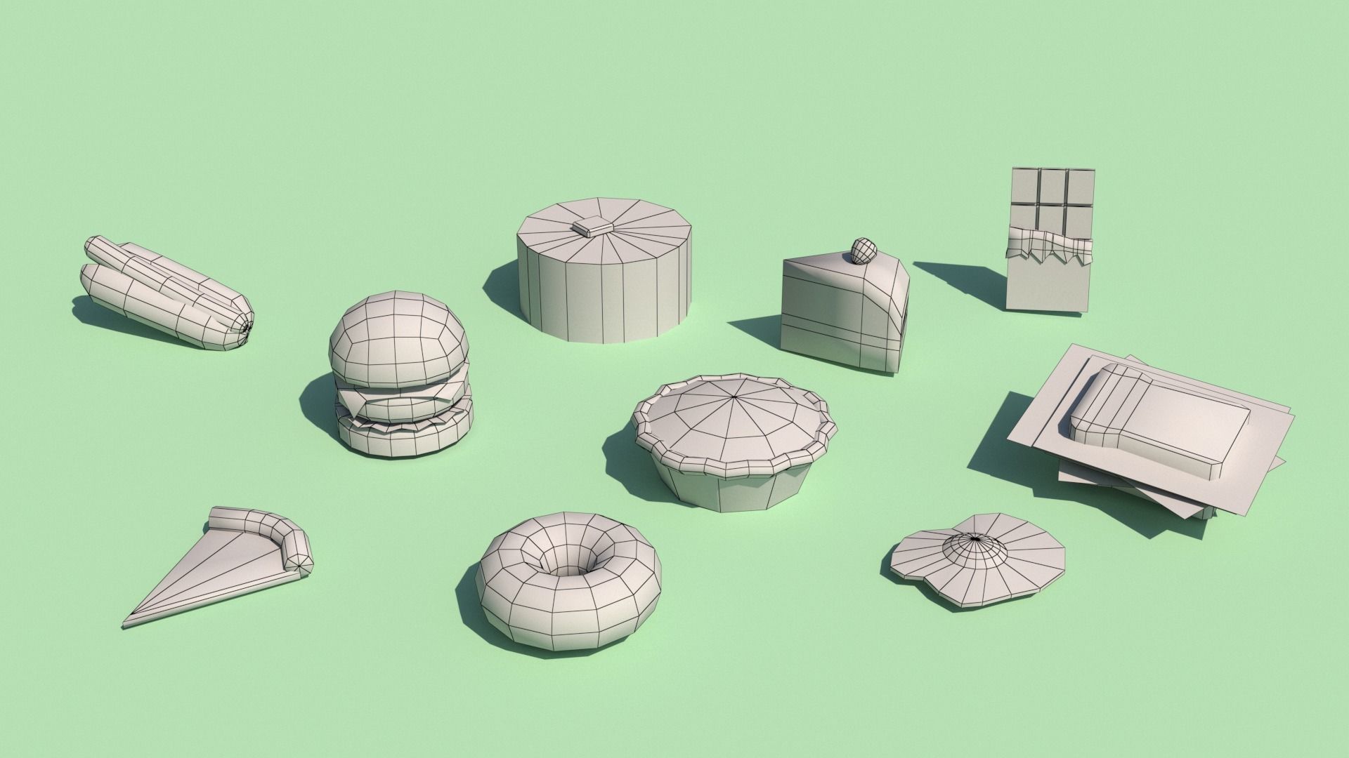 Game-ready fast-food food items Free low-poly 3D model_1