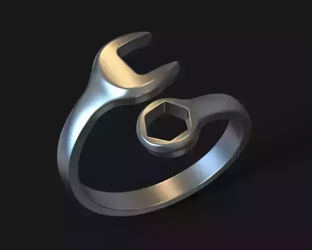Wrench Spanner key jewelry STL ring for steam punk or biker 3D print model