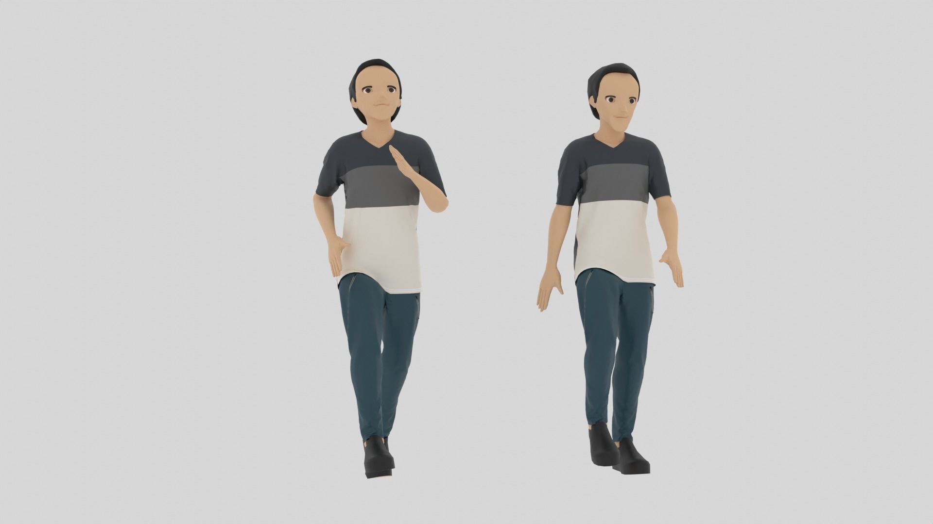 Cartoon Character Walking and Running Animation Low-poly 3D model_4