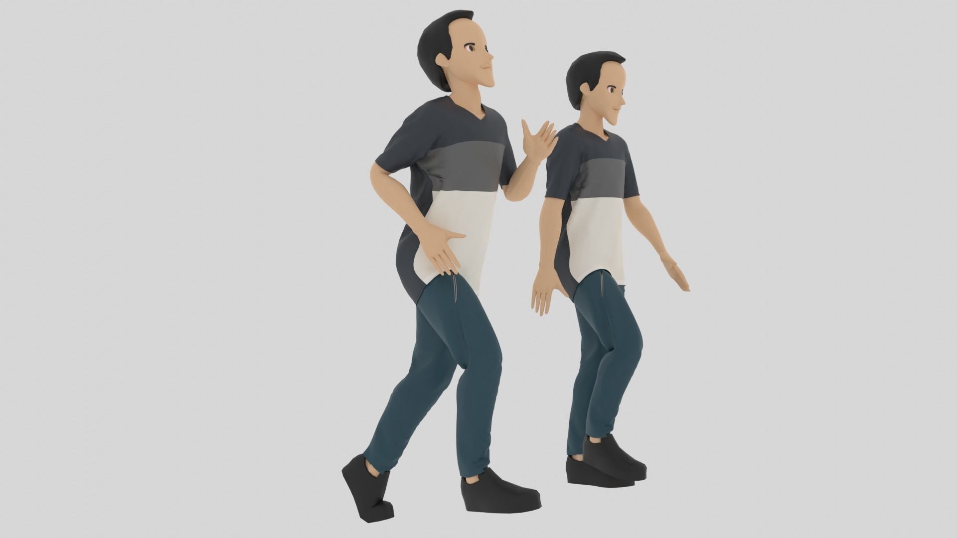 Cartoon Character Walking and Running Animation Low-poly 3D model_5