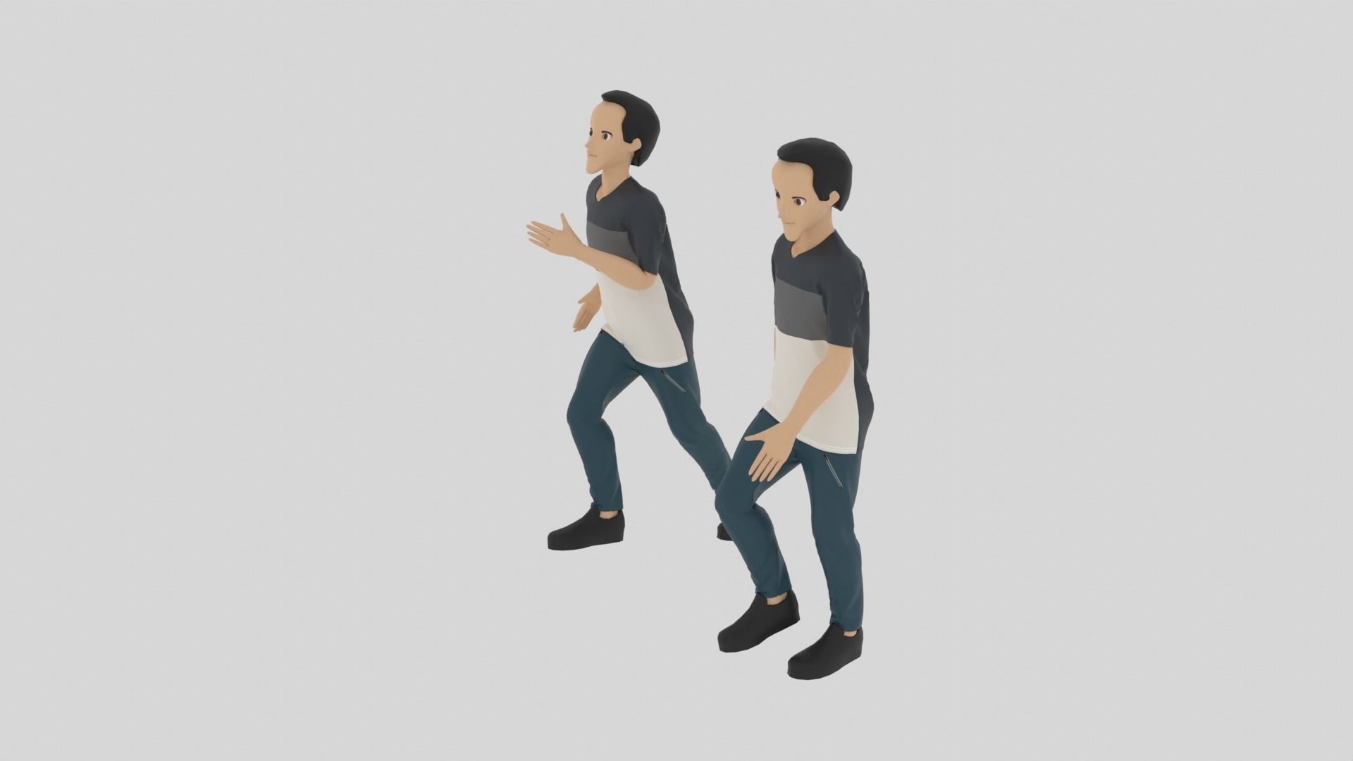 Cartoon Character Walking and Running Animation Low-poly 3D model_6
