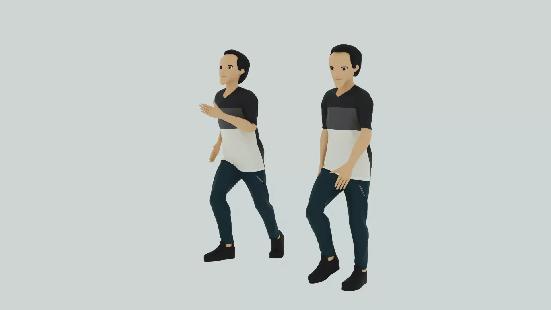 Cartoon Character Walking and Running Animation Low-poly 3D model_0
