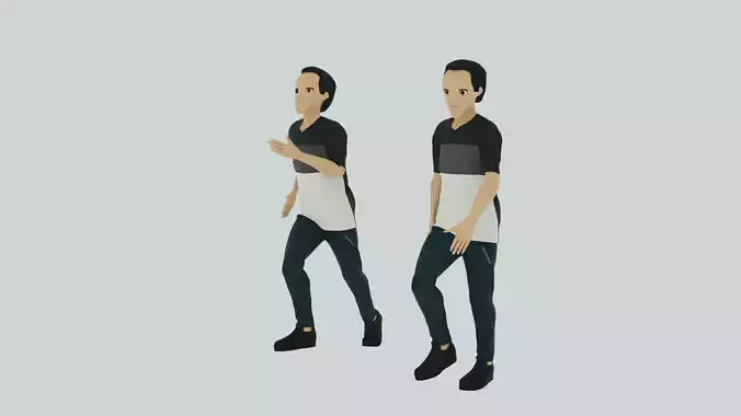 Cartoon Character Walking and Running Animation Low-poly 3D model