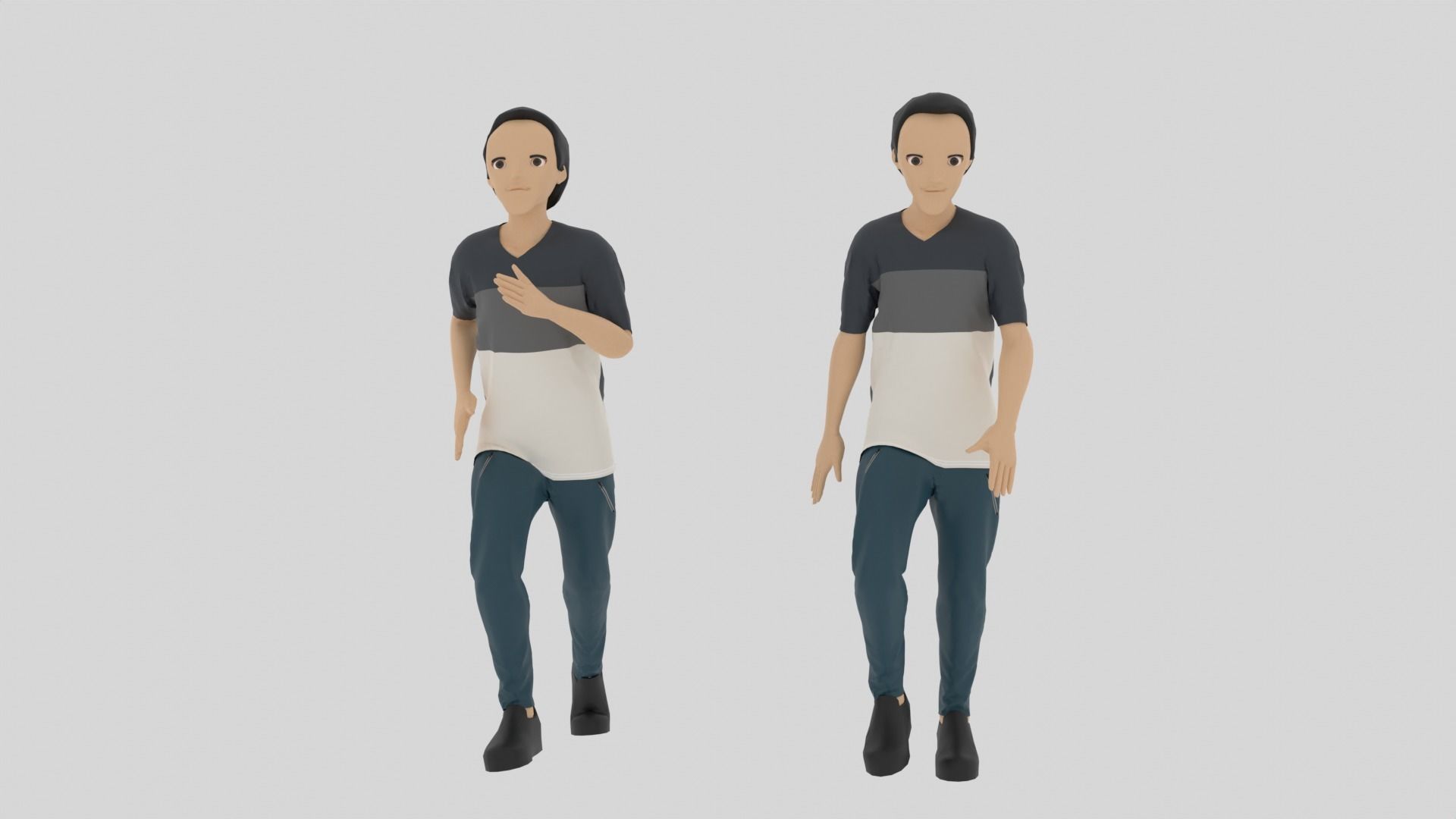 Cartoon Character Walking and Running Animation Low-poly 3D model_1