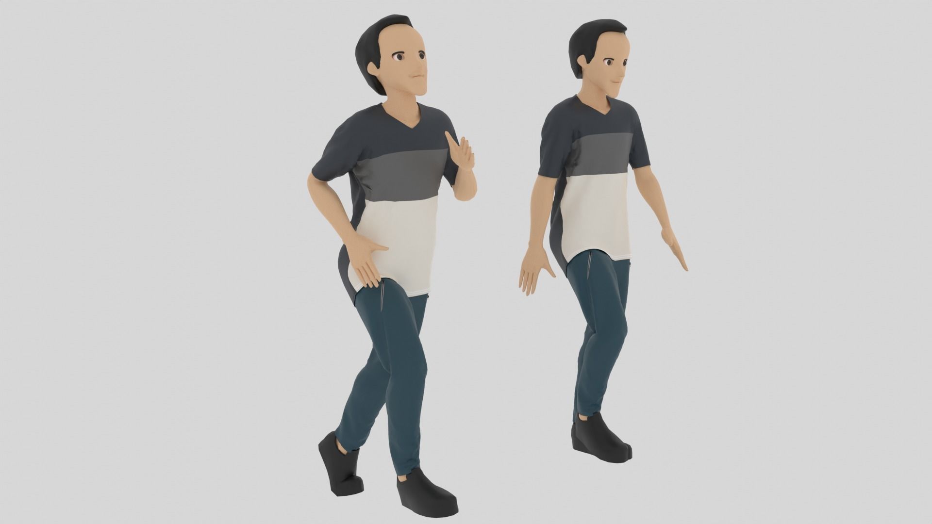Cartoon Character Walking and Running Animation Low-poly 3D model_2
