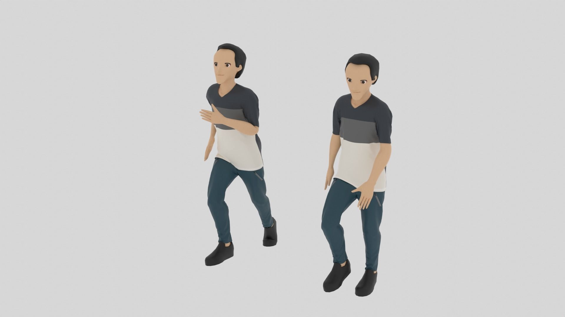 Cartoon Character Walking and Running Animation Low-poly 3D model_7