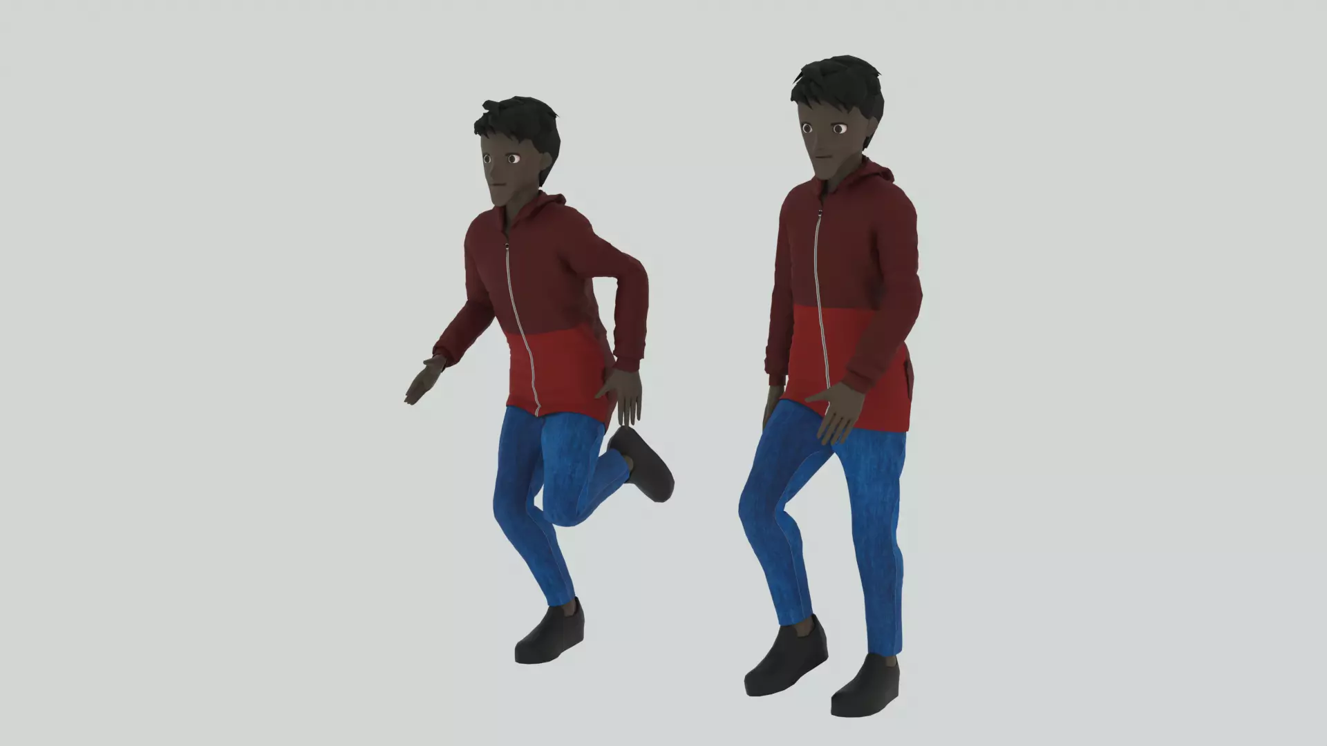Cartoon Character Walking and Running Animation Low-poly 3D model