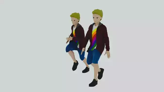 Cartoon Character Walking and Running Animation Low-poly 3D model