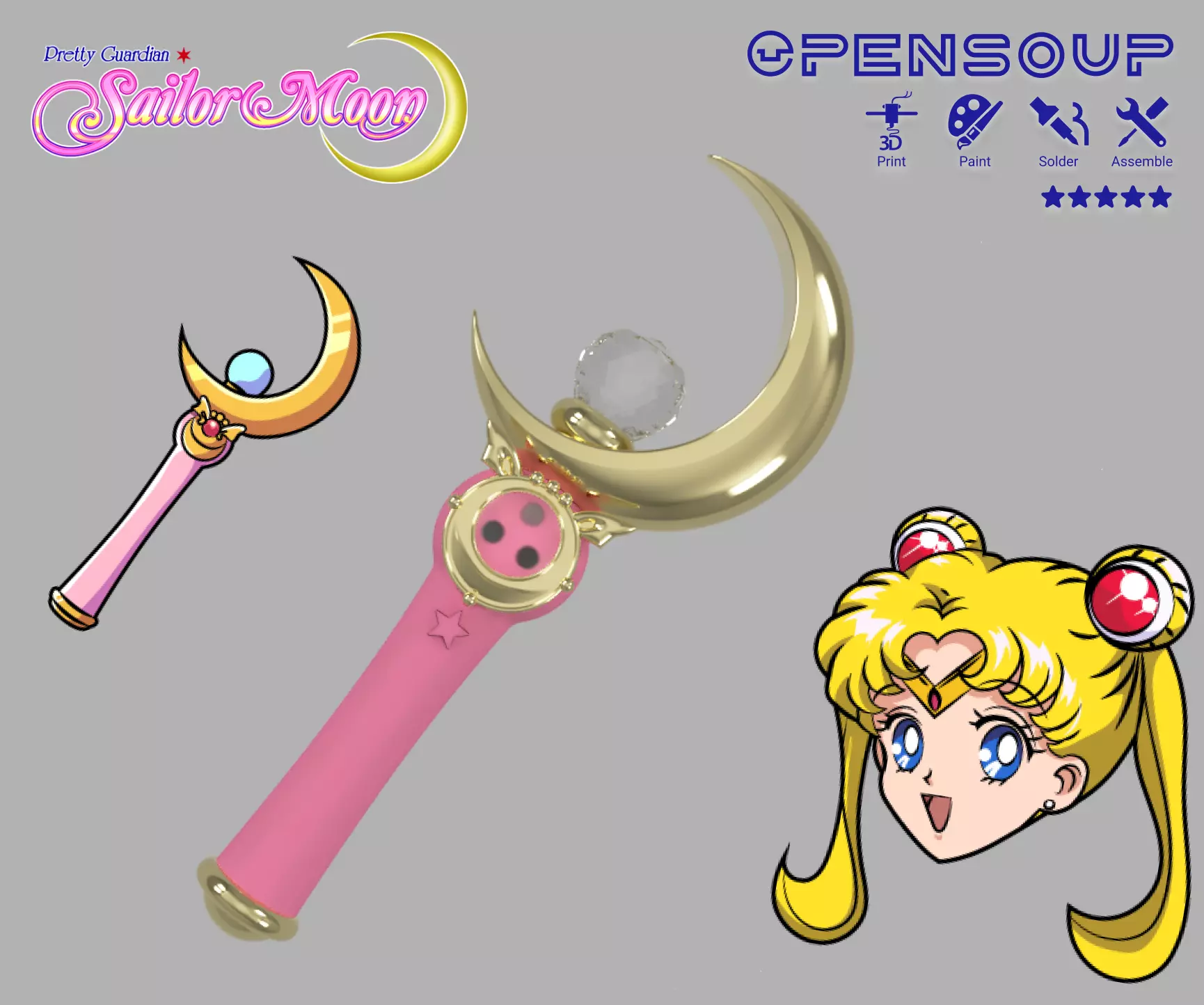 Sailor Moon transformation wand - Pretty guardian  3D print model_0