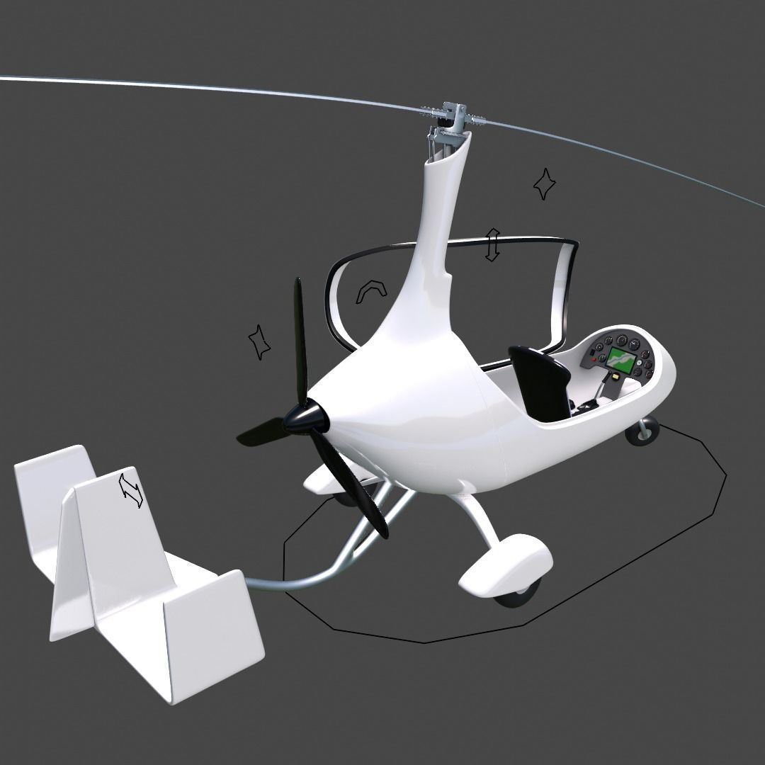 Autogyro Calidus like Rigged 3D model_4
