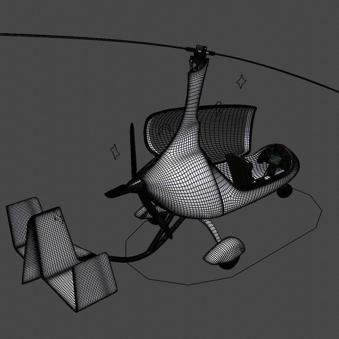 Autogyro Calidus like Rigged 3D model_11