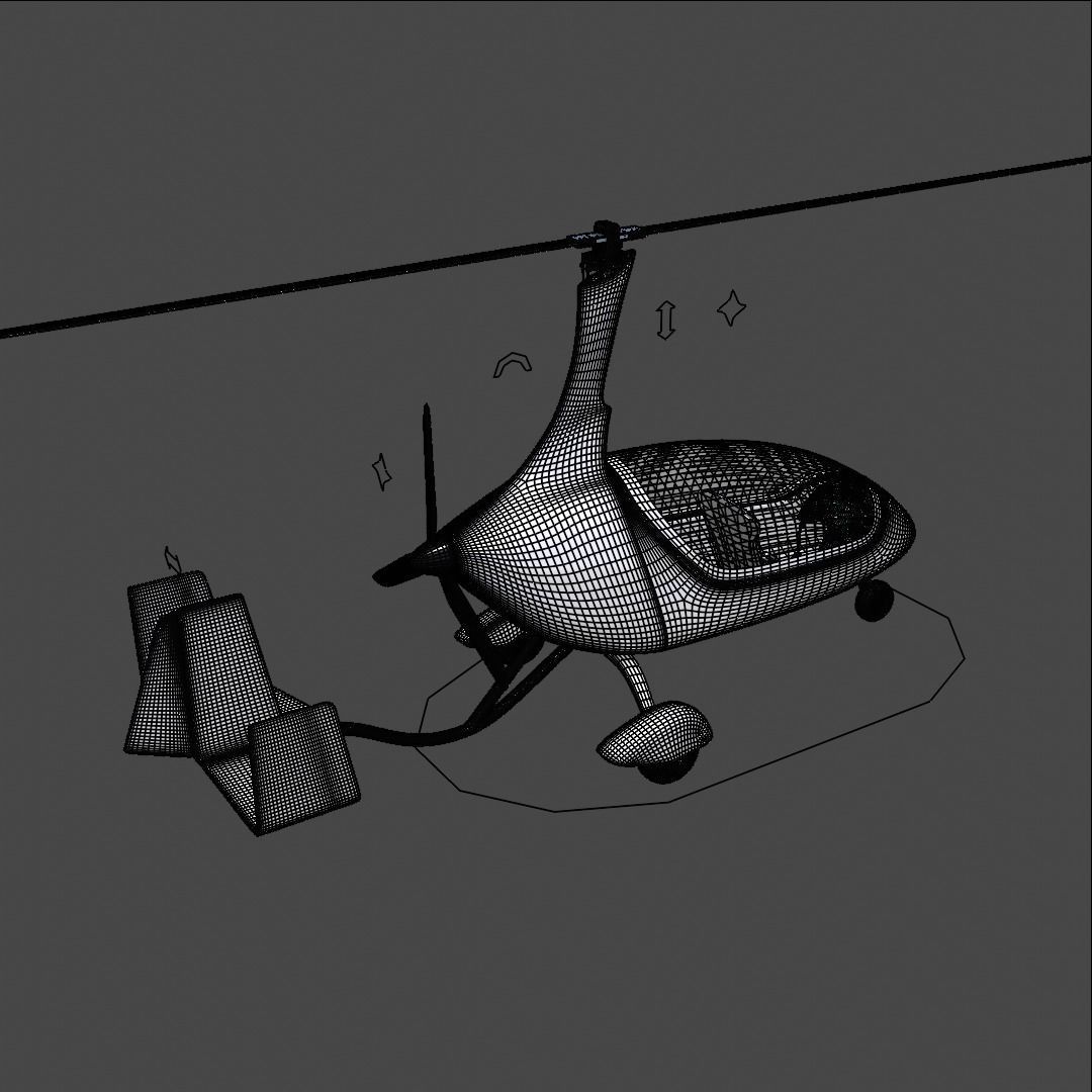 Autogyro Calidus like Rigged 3D model_9