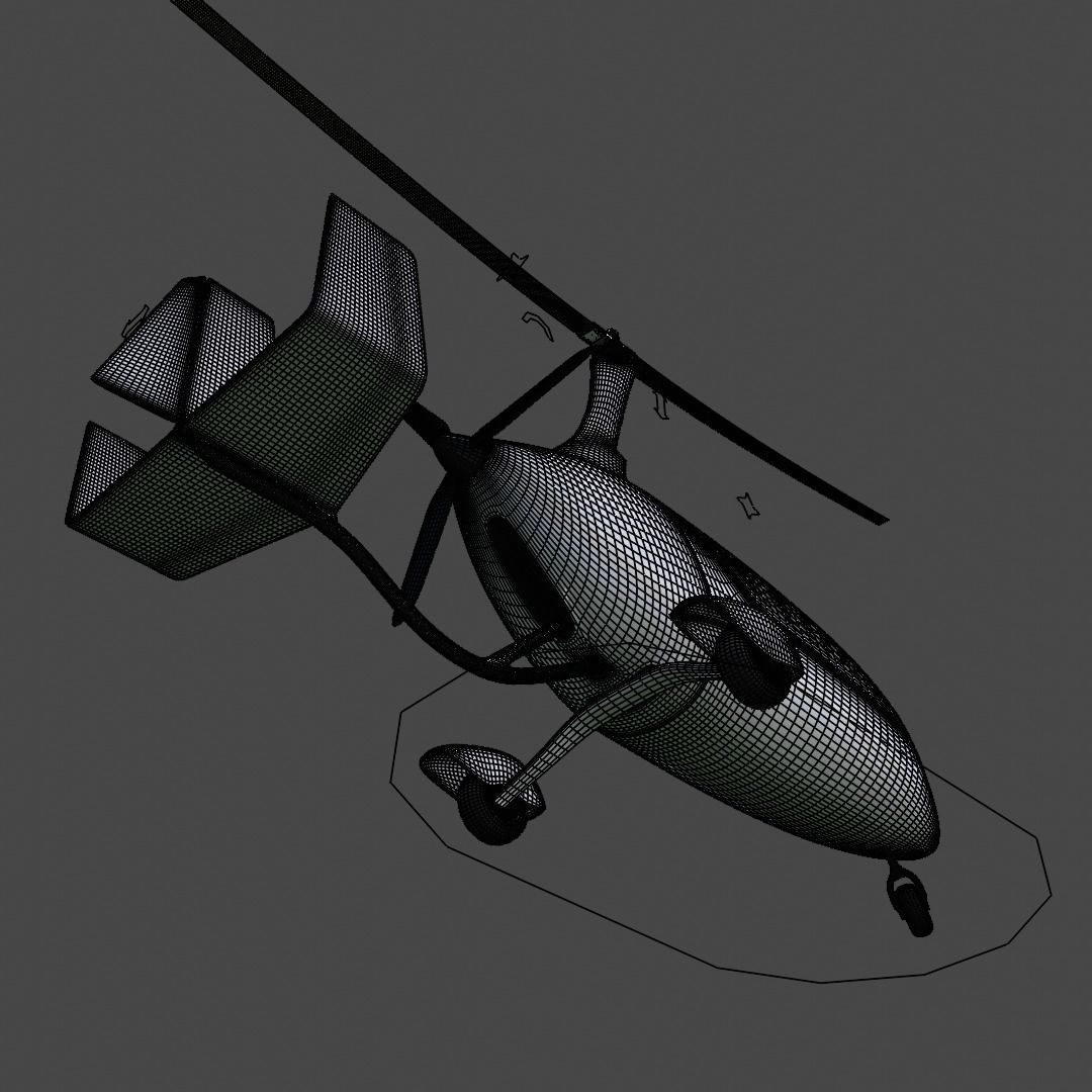 Autogyro Calidus like Rigged 3D model_14