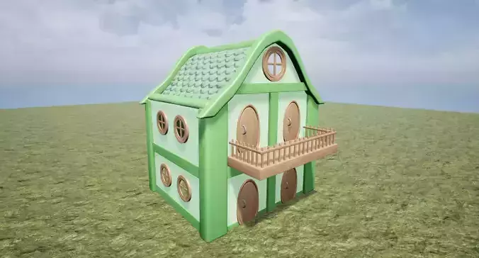 Medieval Fantasy Town Building 3 Game Ready Low-poly 3D model