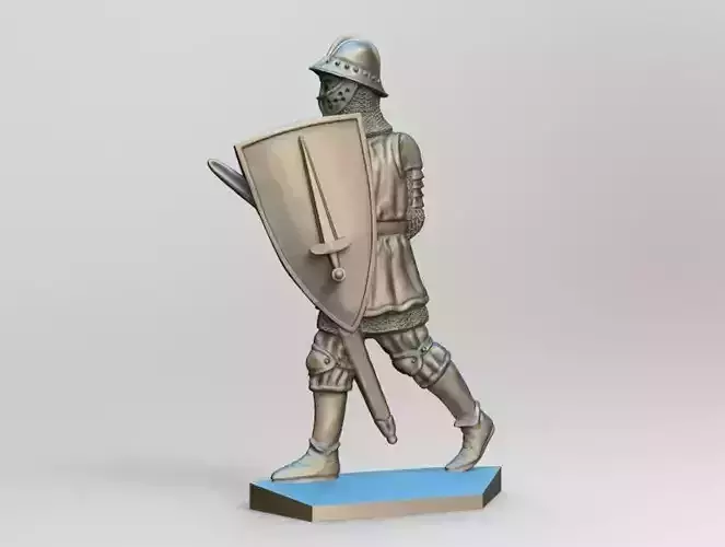 Knight 9 statue of carrying shield 3D print model