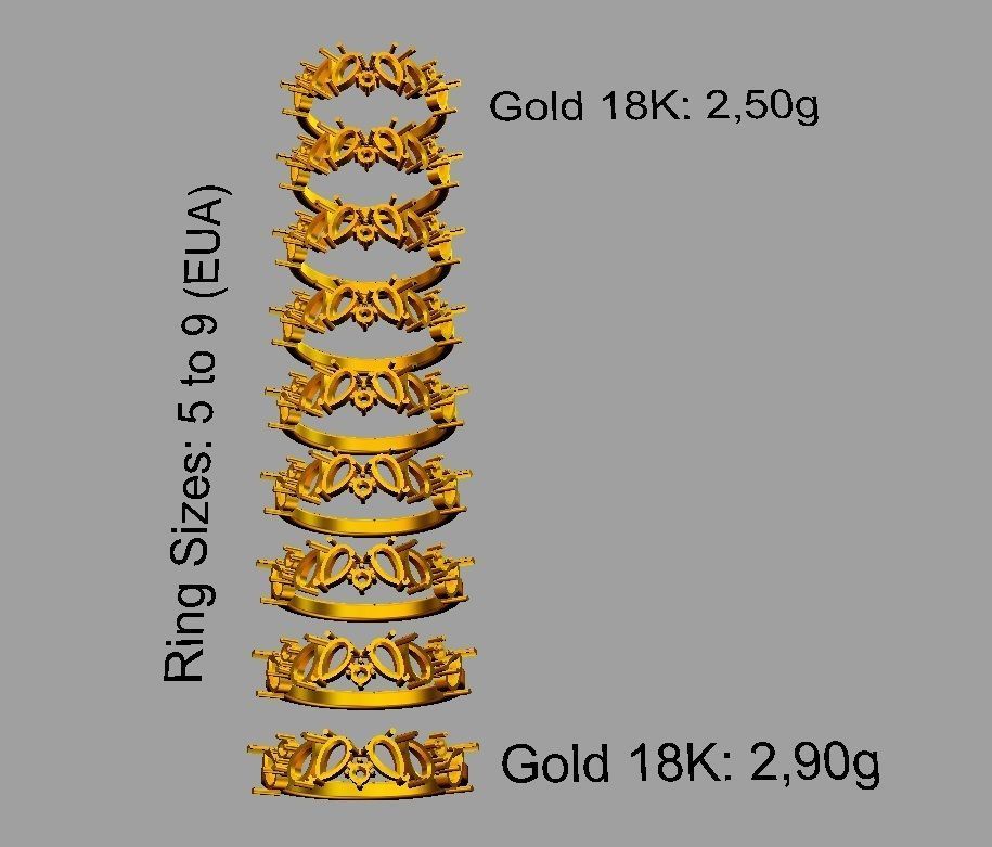 Gemstone Half Band 3D print model_5