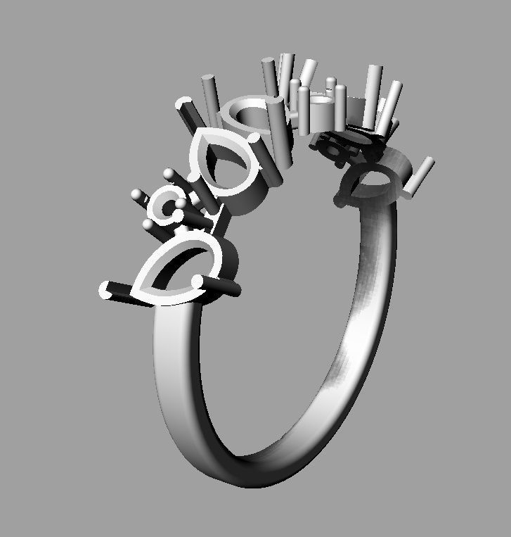 Gemstone Half Band 3D print model_15