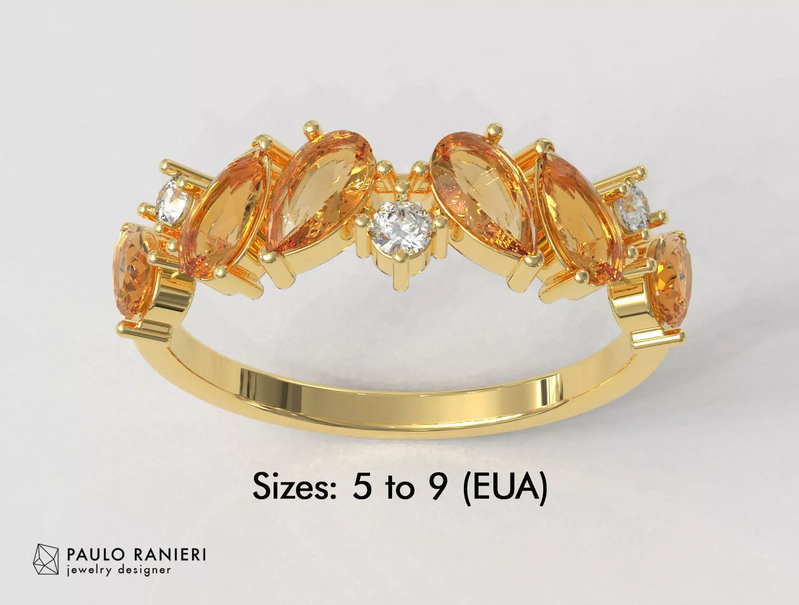 Gemstone Half Band 3D print model_0