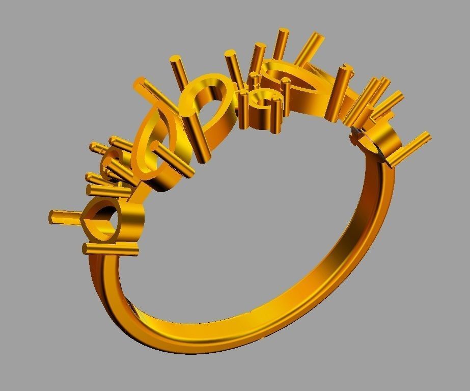 Gemstone Half Band 3D print model_8