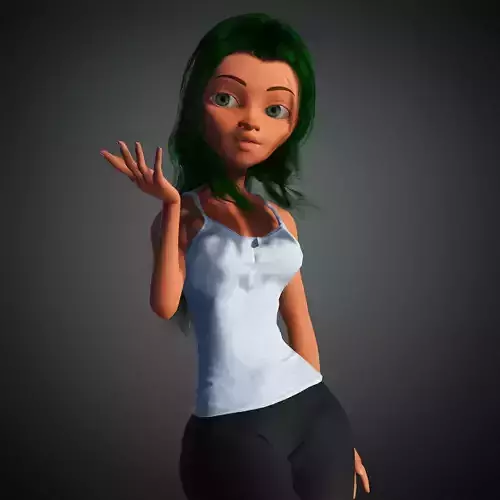 Dancing Cartoon Girl Character For Toons