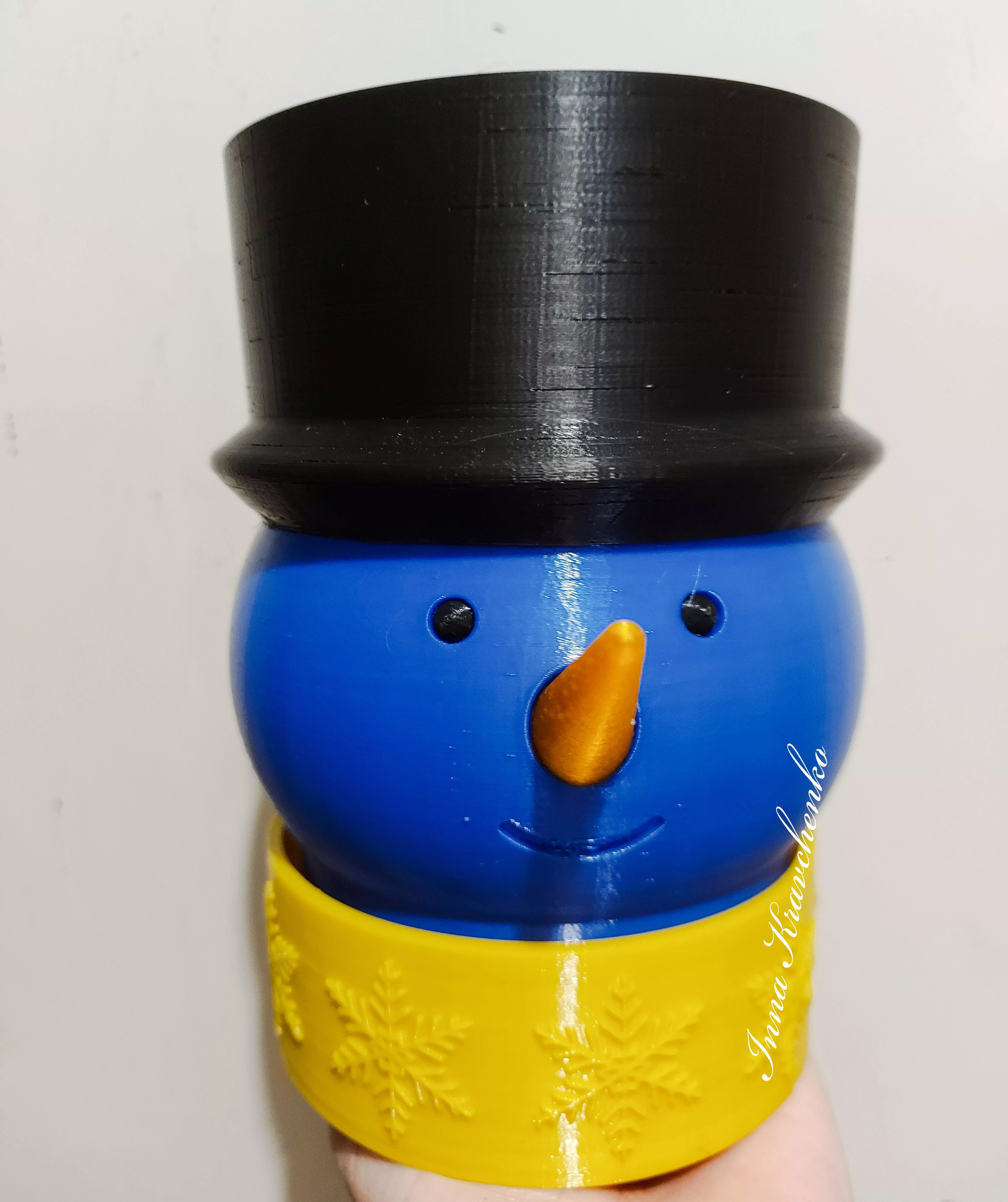 Snowman planter 3D print model_0