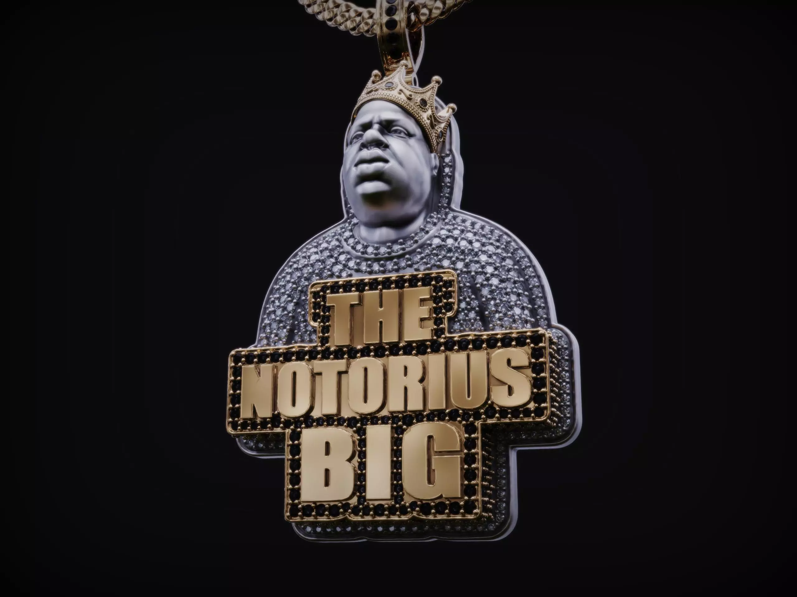 Full dimond Pendat Notorious BIG 3D print model_0
