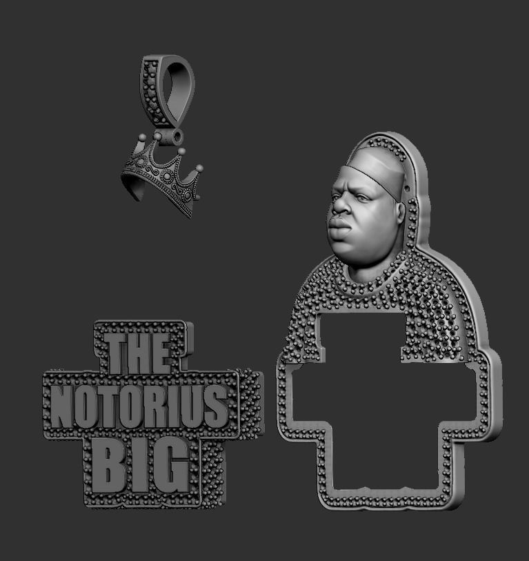 Full dimond Pendat Notorious BIG 3D print model_4