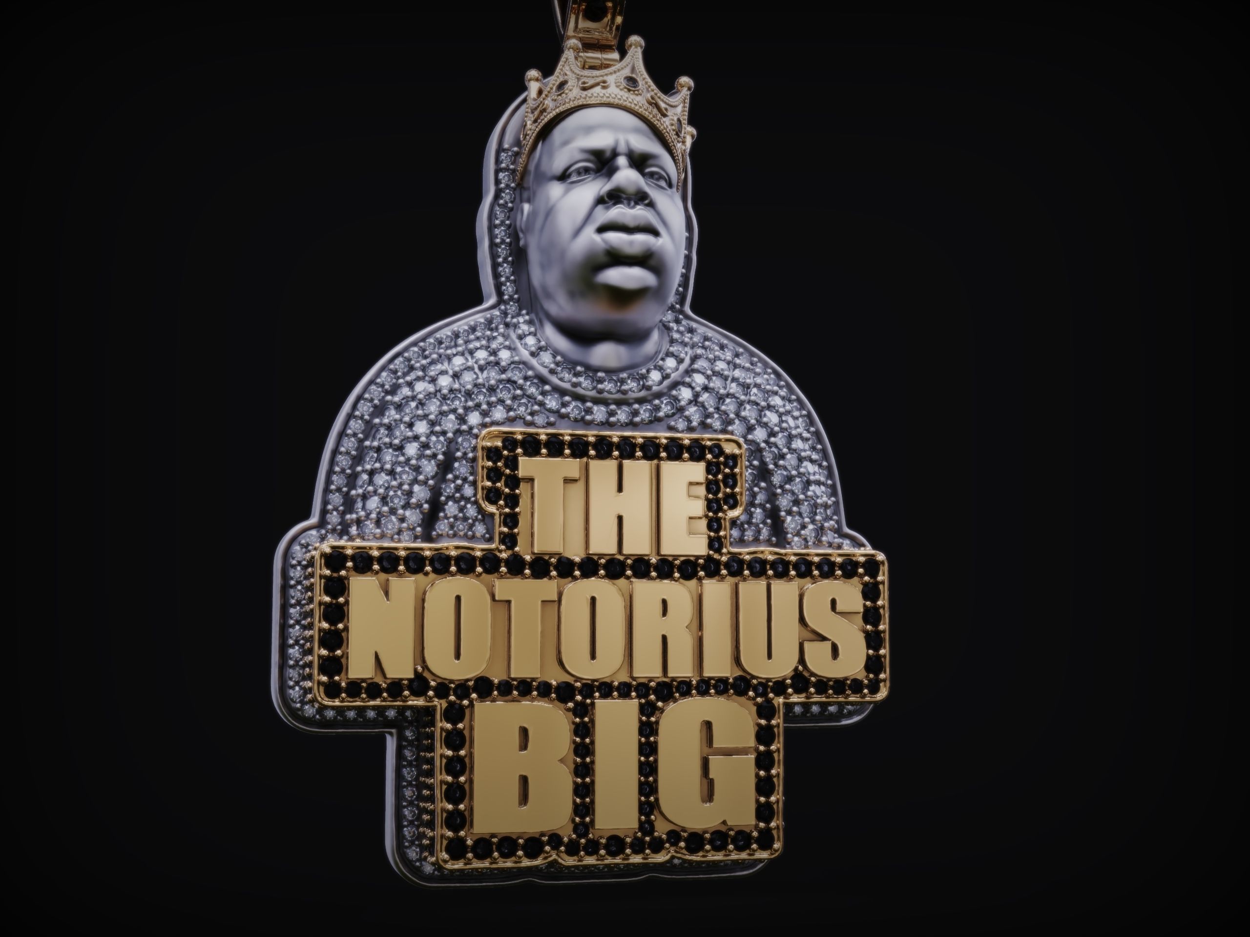 Full dimond Pendat Notorious BIG 3D print model_6