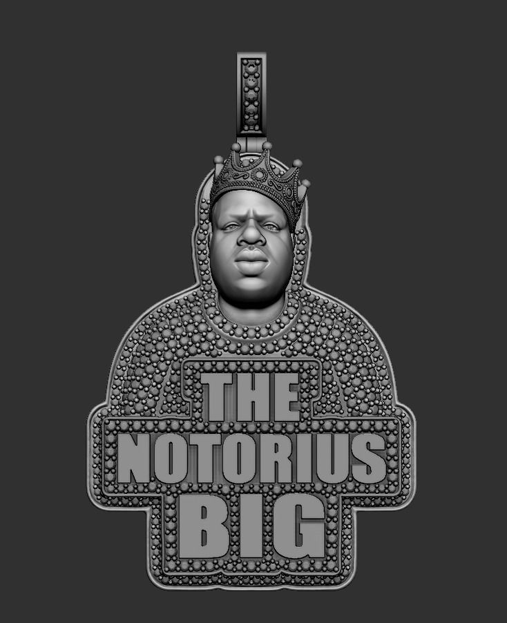 Full dimond Pendat Notorious BIG 3D print model_1