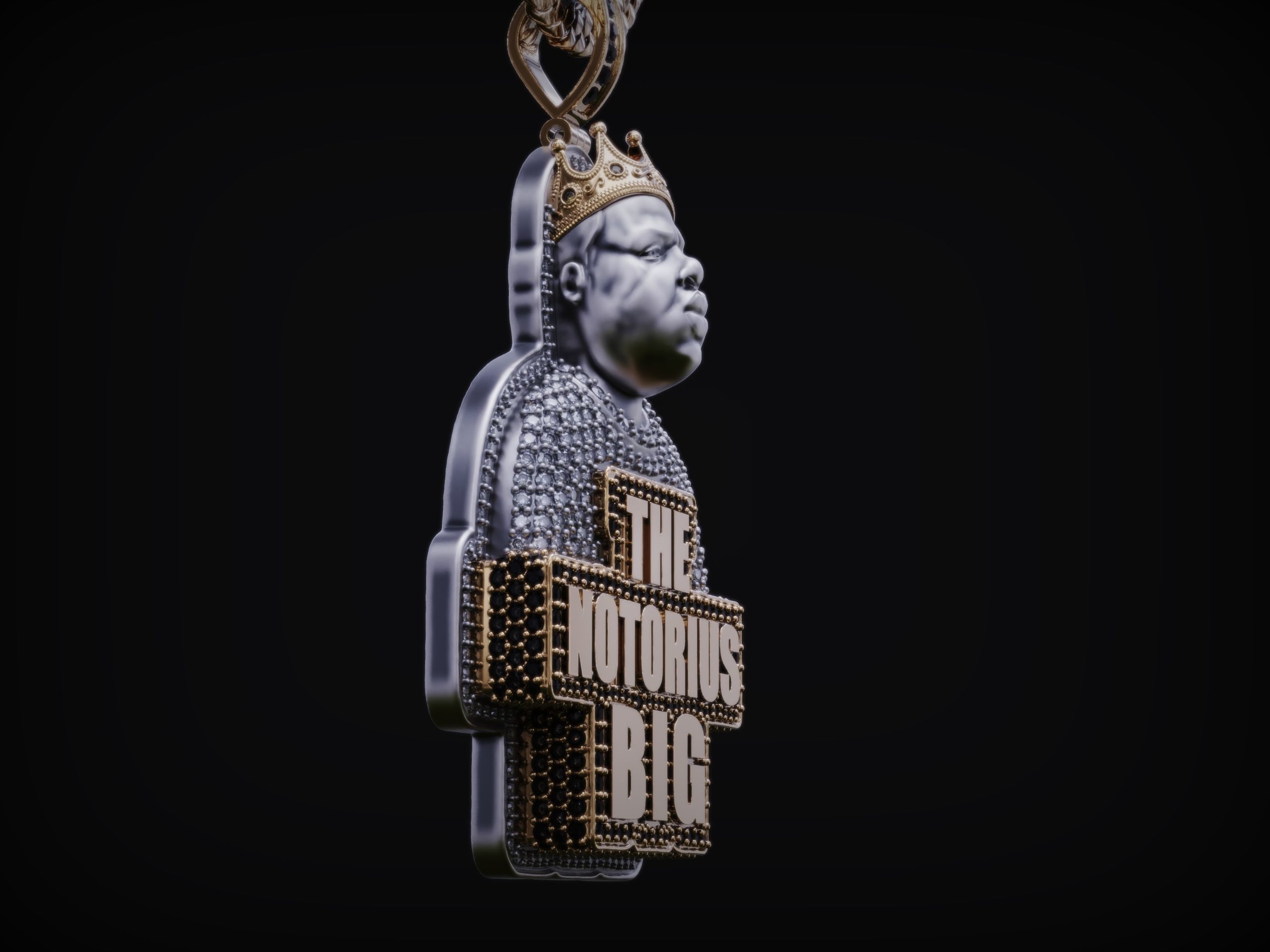 Full dimond Pendat Notorious BIG 3D print model_7