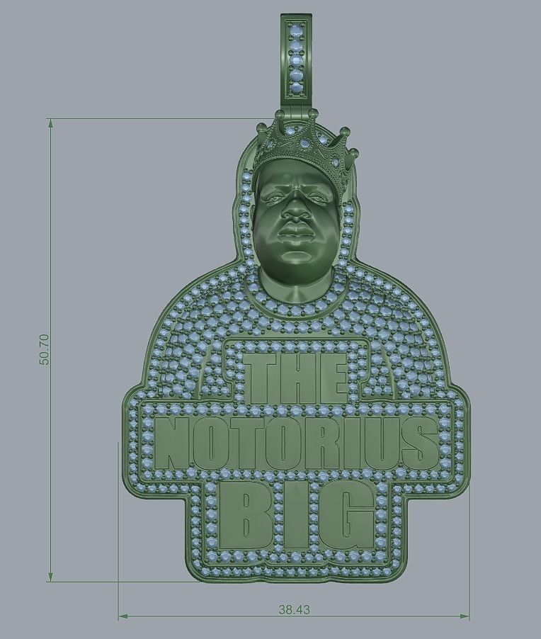 Full dimond Pendat Notorious BIG 3D print model_9