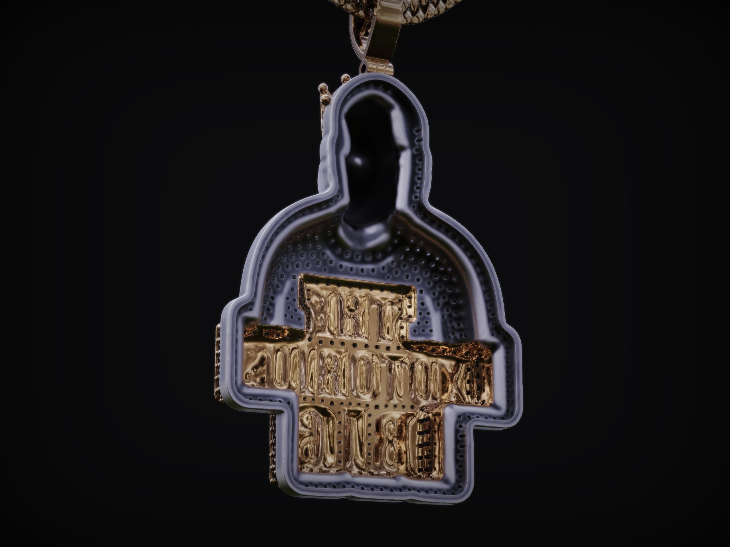 Full dimond Pendat Notorious BIG 3D print model_8