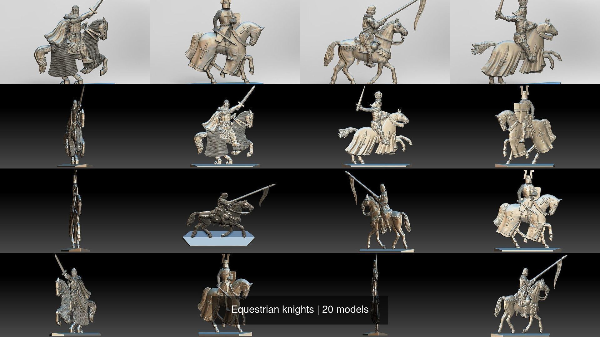 Equestrian knights 3D Model Collection_21