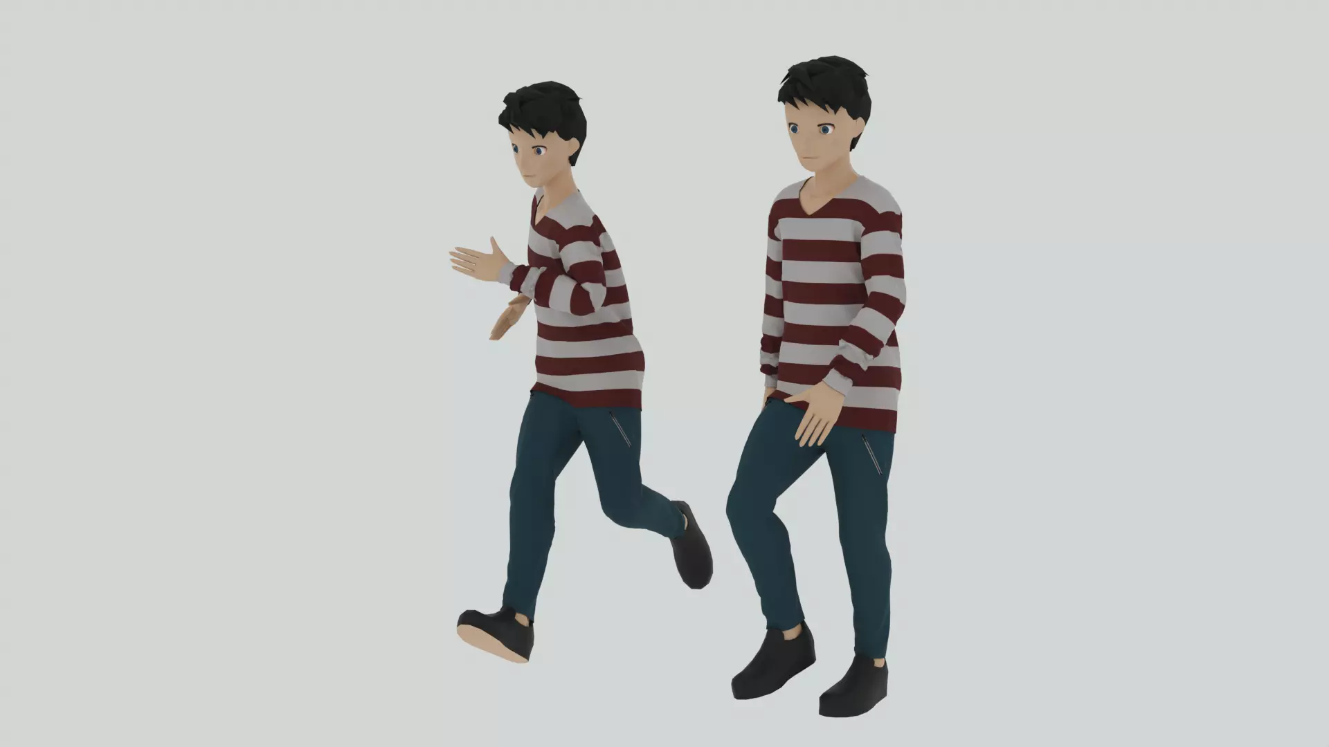 Cartoon Character Walking and Running Animation Low-poly 3D model