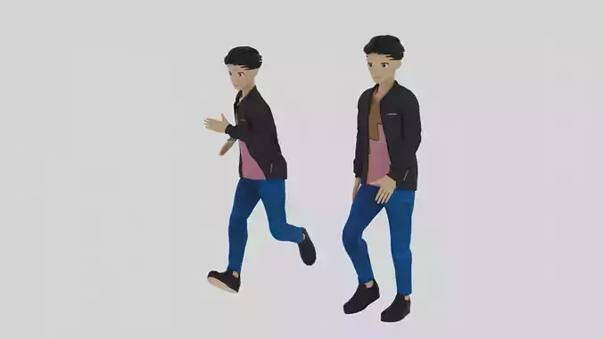 Cartoon Character Walking and Running Animation