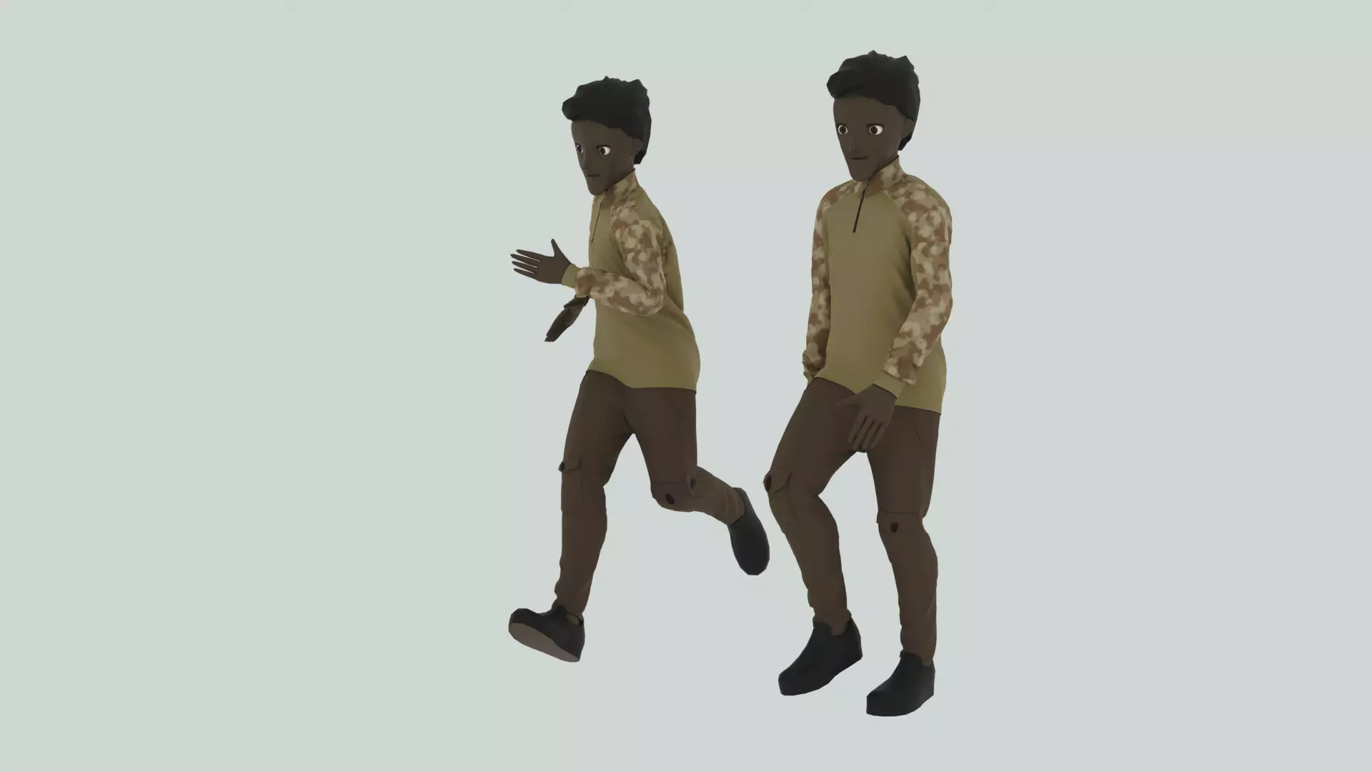 Cartoon Character Walking and Running Animation Low-poly 3D model